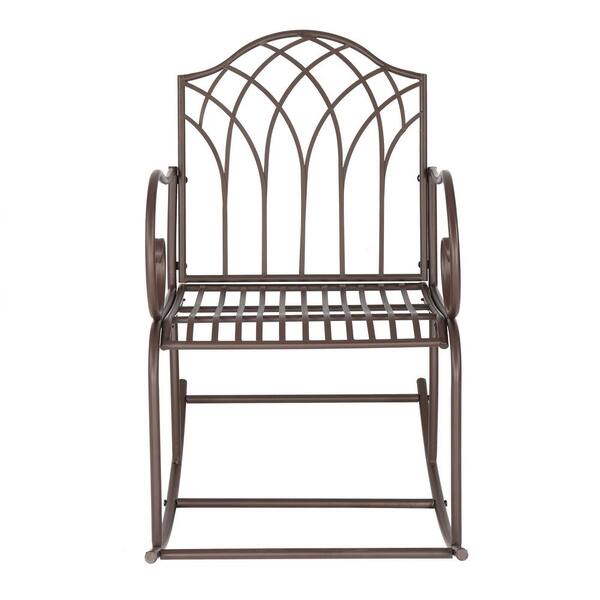 cenadinz Brown Paint Rhombus Shape Metal Outdoor Rocking Chair