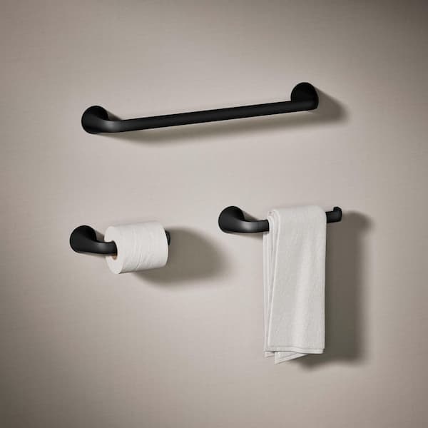 Cursiva 3-Piece Bath Hardware Set in Matte Black