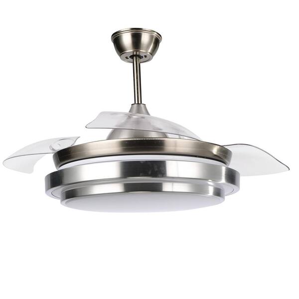 42 In Led Brushed Nickel Retractable, Bladeless Ceiling Fan