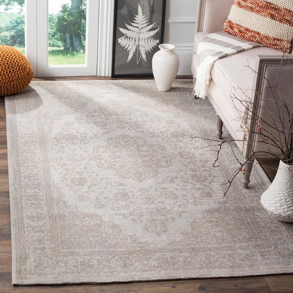 Classic Vintage Beige 7 ft. x 9 ft. Border Area Rug