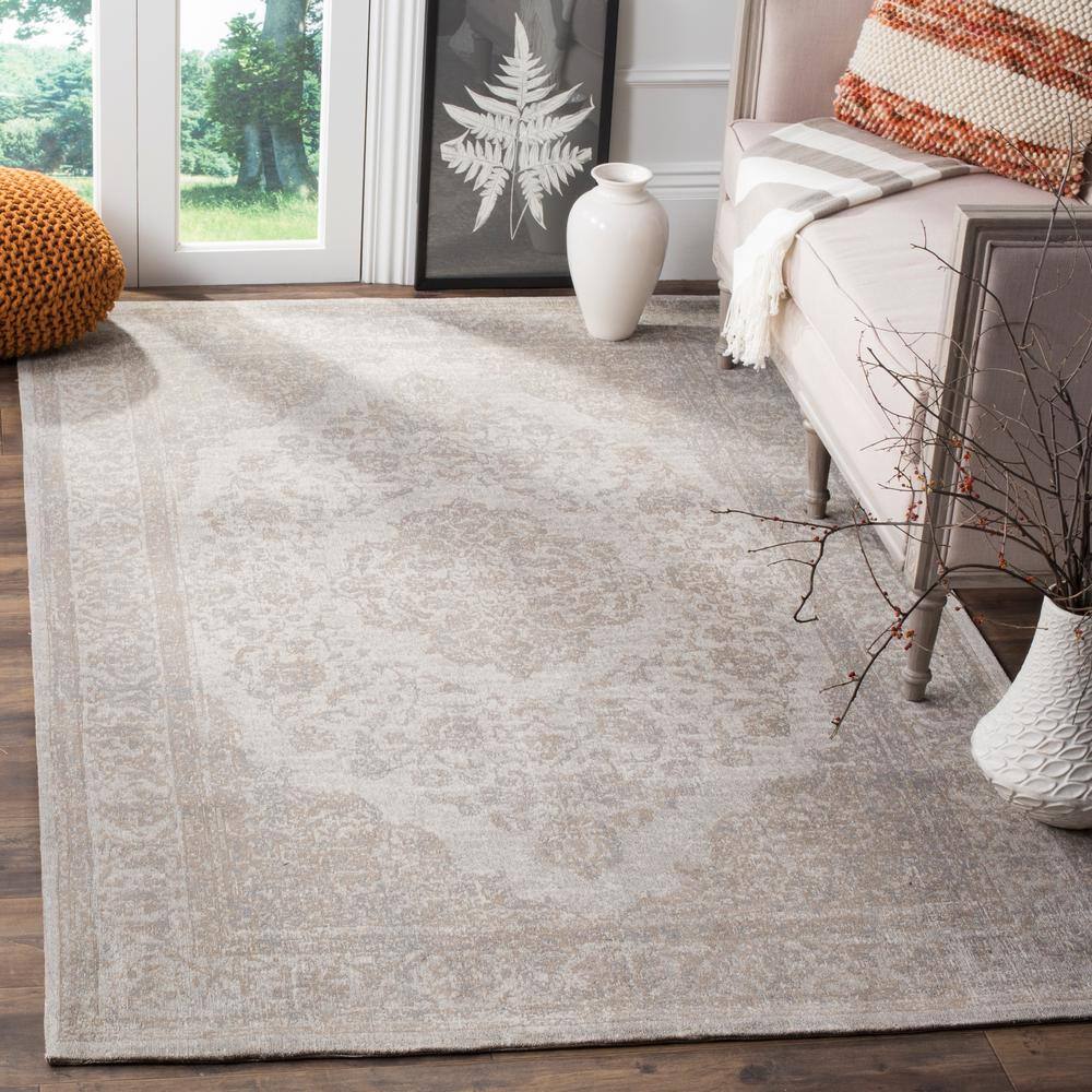 Beige Rectangular Flat Woven Cotton Area Rug, 8' x 11'