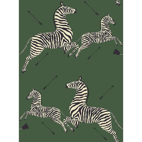 Scalamandre Serengeti Green Zebra Safari Self Adhesive Wallpaper