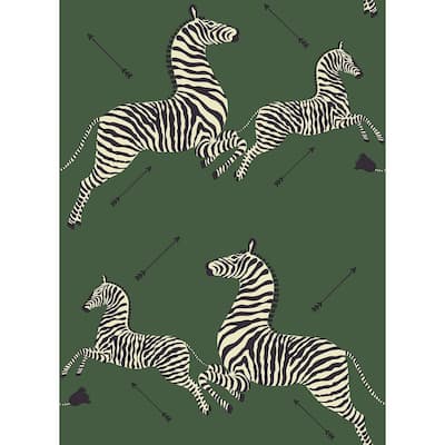 Serengeti Green Zebra Safari Self Adhesive Wallpaper Sample