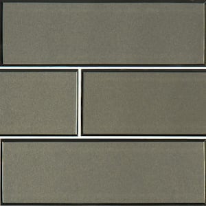 Metallic Gray 4 in. x 12 in. Mixed Glass Subway Tile (5 sq. ft. / case)