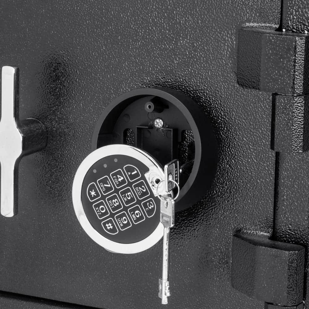 Large Black Steel Dual Compartment Keypad Depository Safe