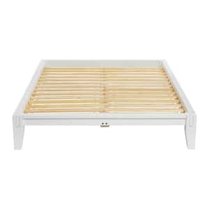 Yume Bed White Pine Wood Frame Queen Platform Bed
