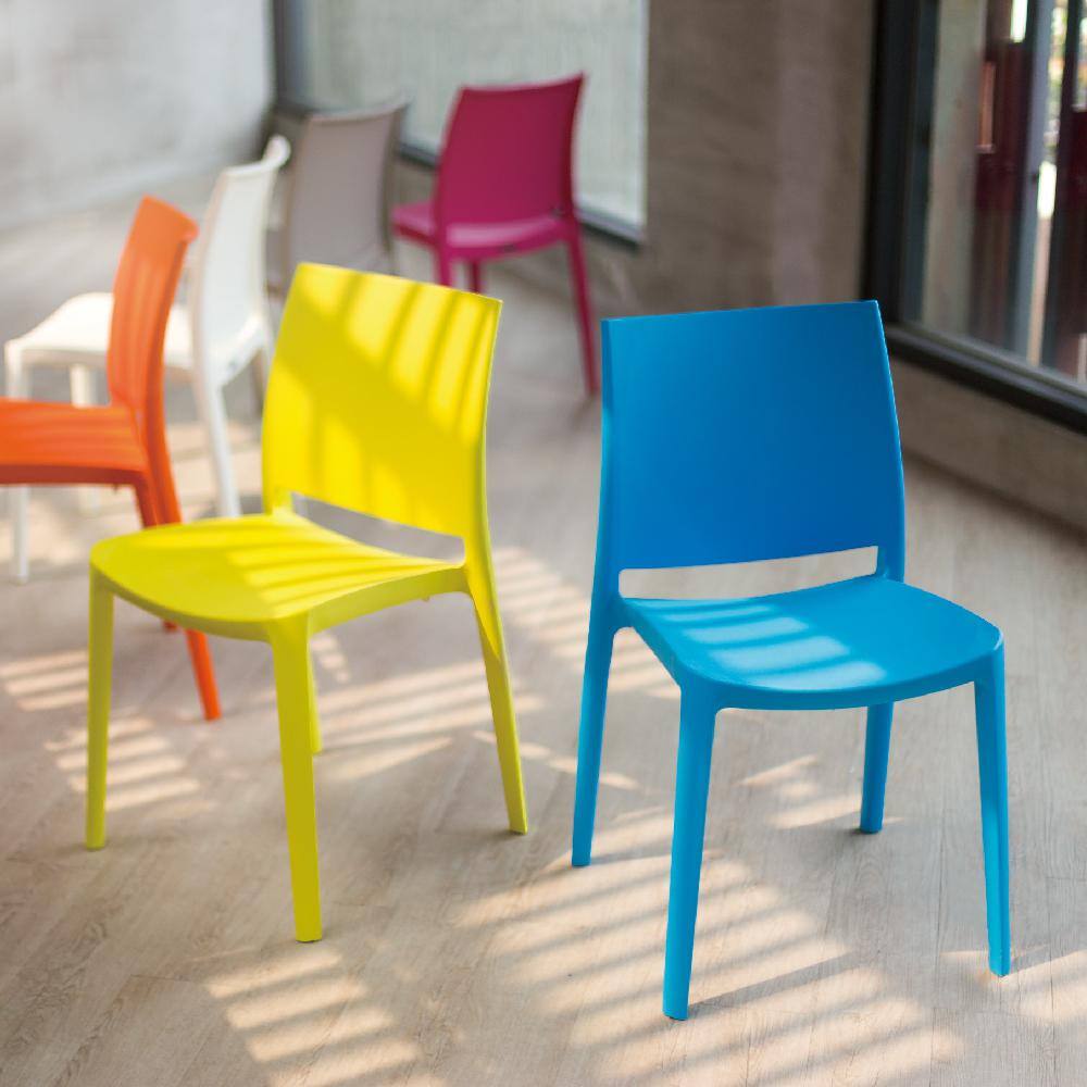 Fuchsia Resin Stackable Modern Side Chairs - Set of 4