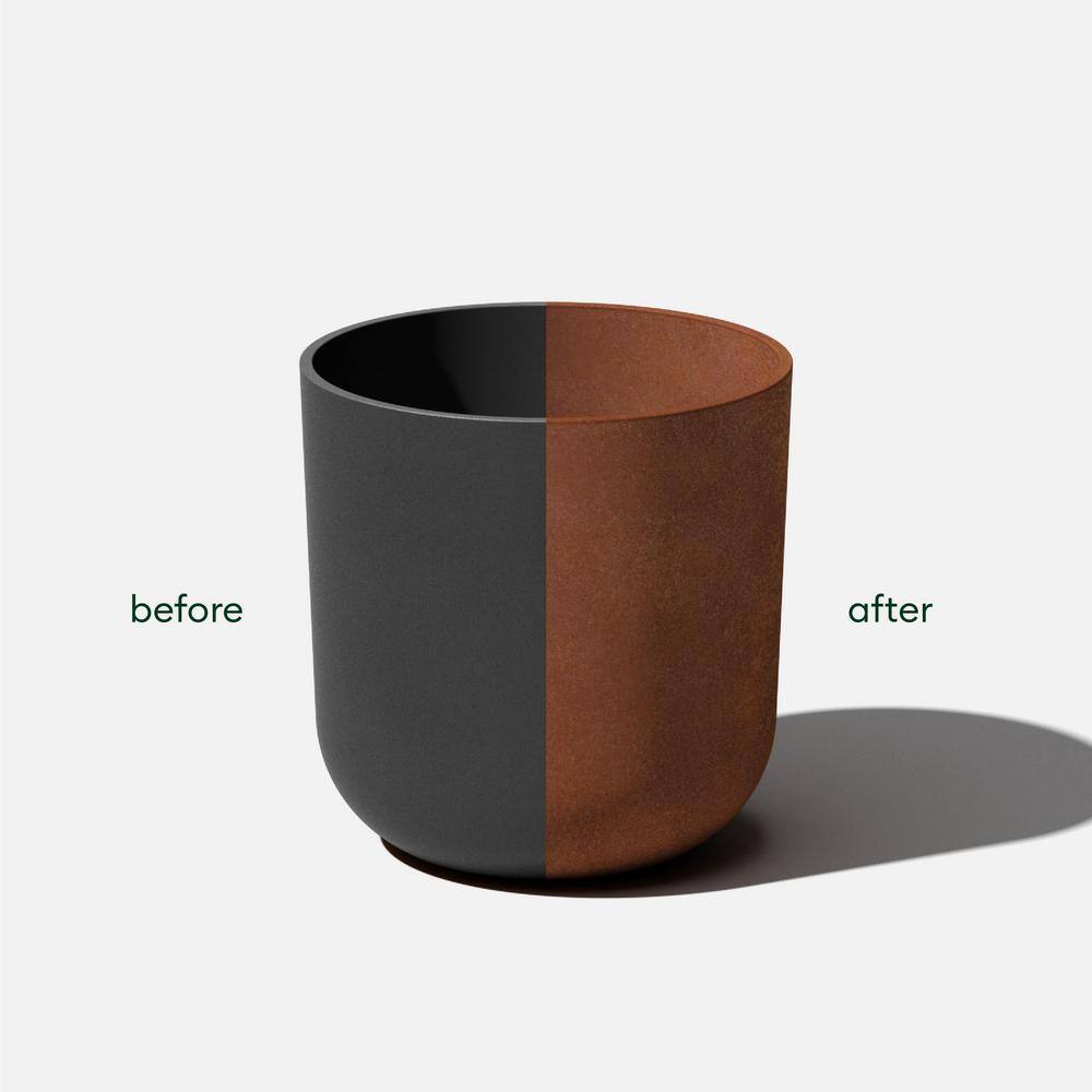 Rust Round Plastic-Steel Outdoor Planter, 15 inch