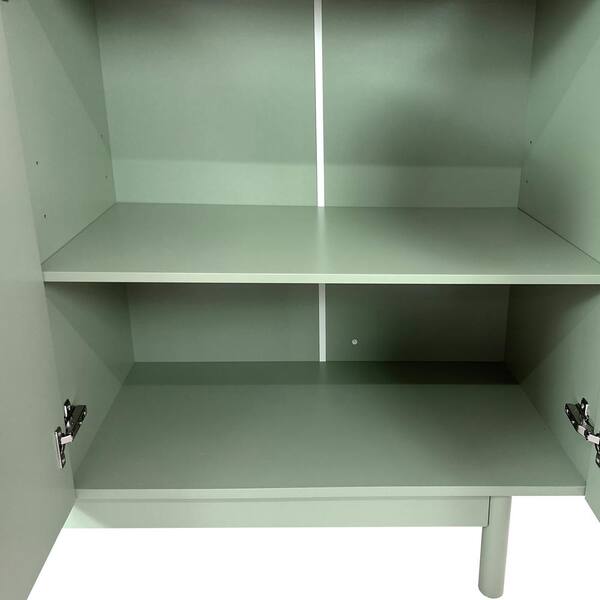 Mint Green Wood Pantry Organizer, Storage Cabinet with 4-Door