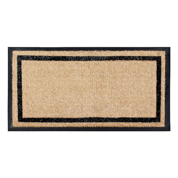 A1HC Heavy Weight Plain Beige 24 in x 48 in Rubber and Coir large Outdoor Durable Doormat
