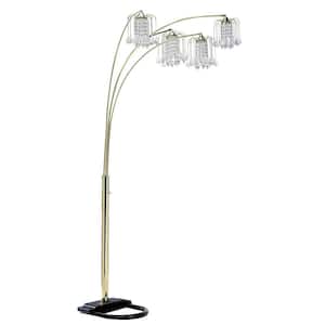 84 in. Polished Brass-Finish Floor Lamp With Crystal-Like Shade