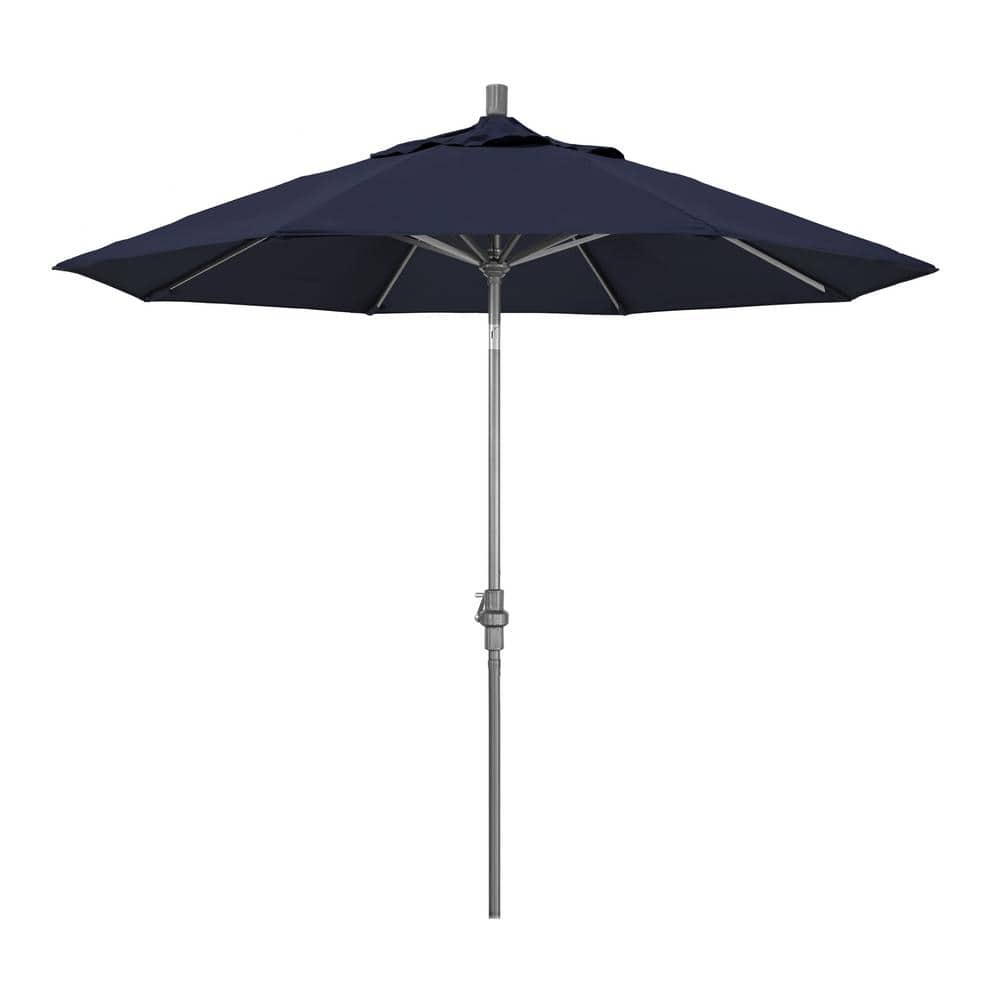 9 ft. Hammertone Grey Aluminum Market Patio Umbrella with Collar Tilt Crank Lift in Navy Olefin price history on PriceWatchPro