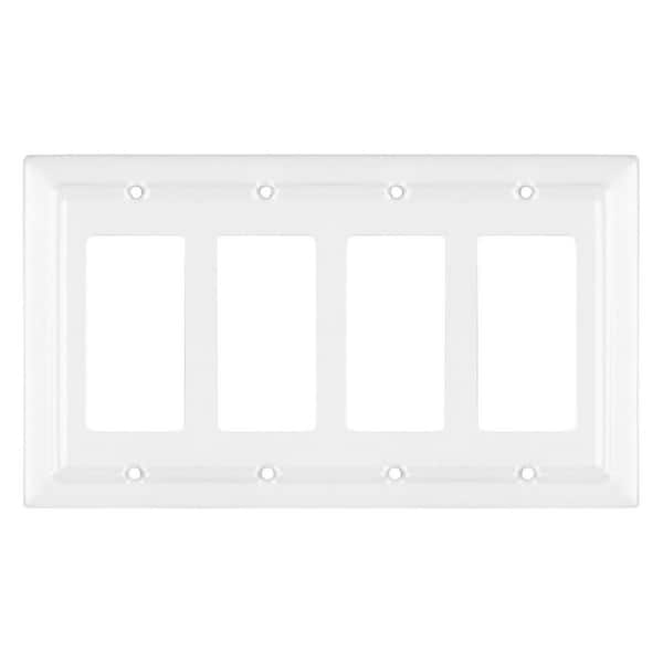 Architectural 4-Gang Decorator/Rocker Wall Plate (Classic White)