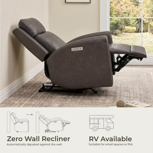 Spruce & Spring Nia Chocolate Faux leather Zero Wall Recliner with