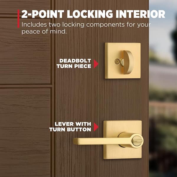 -HÖ- Kwikset Peralta Satin Brass Single Cylinder Door Handleset w