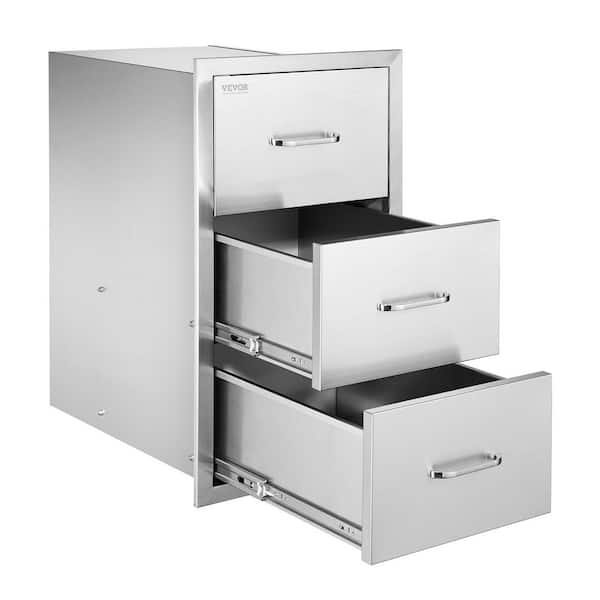 Outdoor Kitchen Drawers, 16.5 in. W x 29 in. H x 20.5 in. D Stainless Steel Flush Mount Cabinets for Patio Grill Station