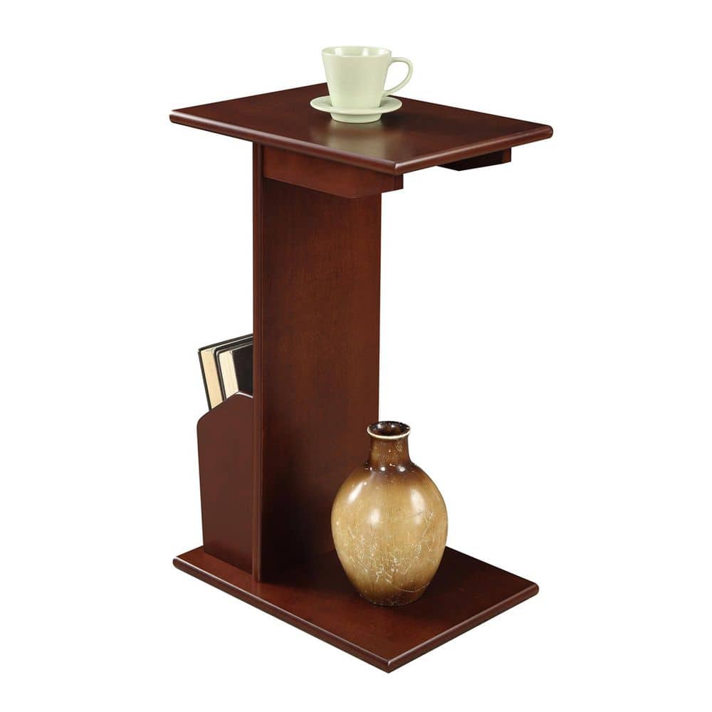 Mahogany C-Shaped Magazine Holder Side Table