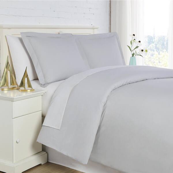 Southshore Fine Linens 300 TC Light Grey King/California King Cotton Percale Duvet Cover Set