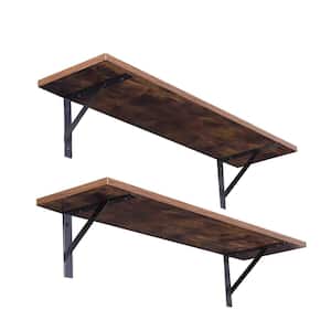 31.5 in. W x 8 in. D Long Floating Decorative Wall Shelf Set of 2, with Sturdy Metal Brackets