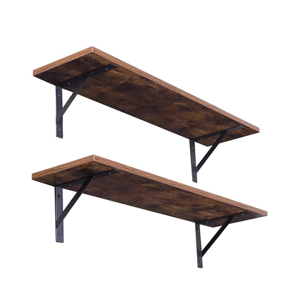31.5 in. W x 8 in. D Long Floating Decorative Wall Shelf Set of 2, with Stu