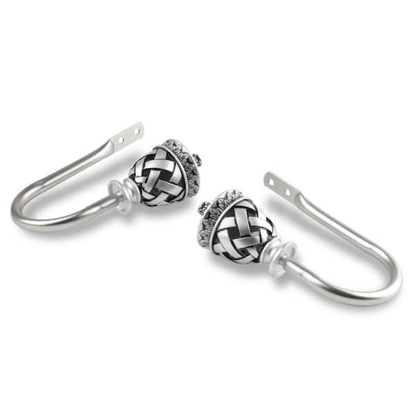 Rod Desyne Arielle Decorative Satin Nickel Steel Hook Curtain Holdback (Set of 2)