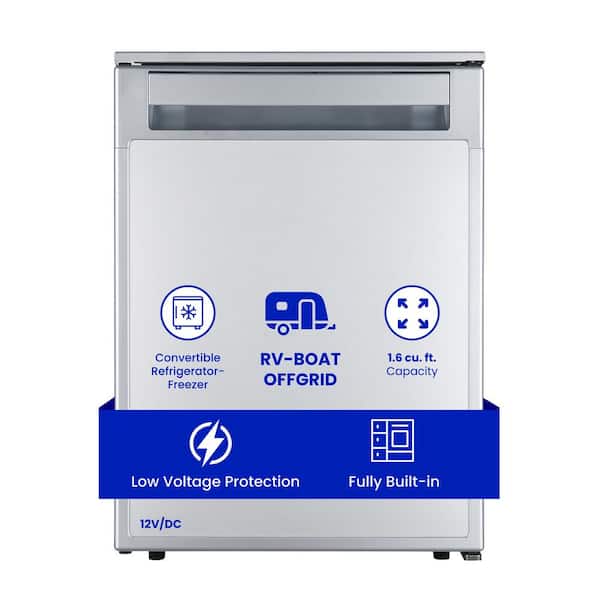 Compact RV-Marine-Off Grid Refrigerator-Freezer 1.6 cu. ft., 12V 110V in Silver