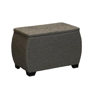 Large Curved Hand-Woven Wicker Storage Chest in Gray 17.5 in. x 28.74 in. x 19.8 in.