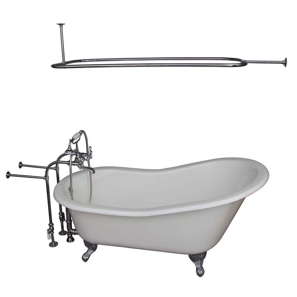 5 ft. Cast Iron Ball and Claw Feet Slipper Tub in White with Polished Chrom