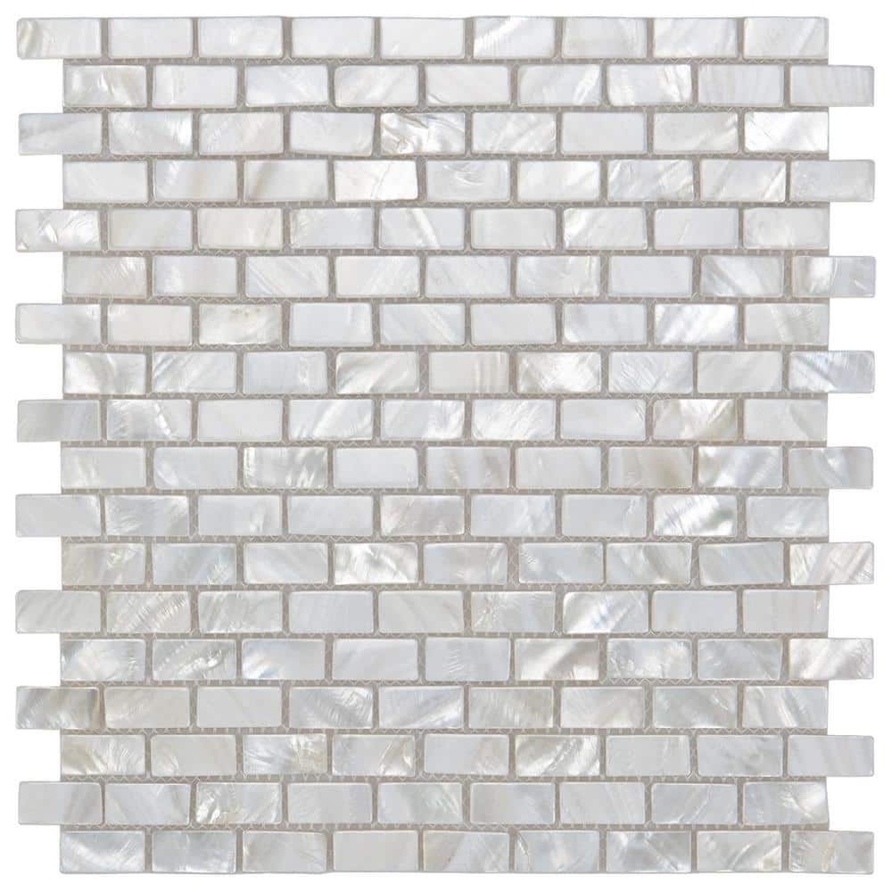 Art3d 1 Sheet White 11.8 in. x 11.8 in. Mosaic Glossy Natural Seashell ...