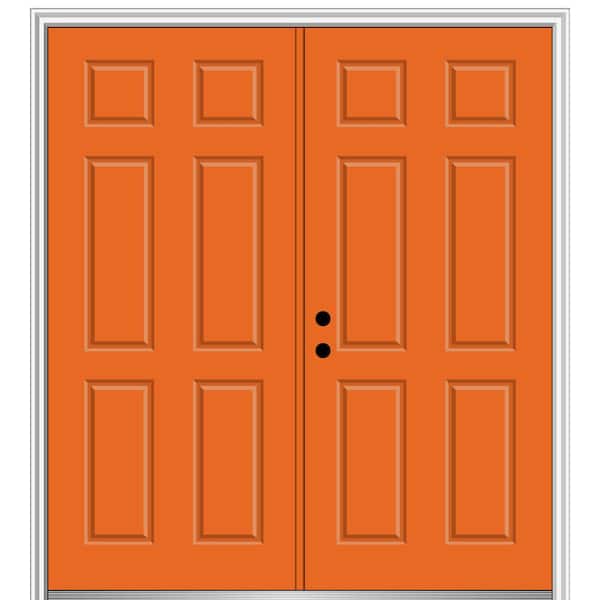 MMI Door 64 in. x 80 in. Right-Hand Inswing Classic 6-Panel Painted Steel Prehung Front Door with Brickmould