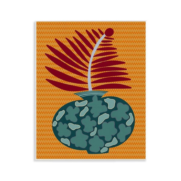 Stupell Industries Modern Vase on Yellow by Regina Moore Unframed Nature Graphic Art Print 14 in. x 11 in.