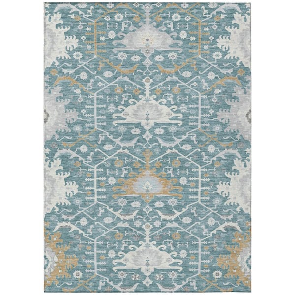 Chantille Machine Washable Indoor/Outdoor Abstract ACN2859 Teal 5 ft. x 7 ft. 6 in. Area Rug