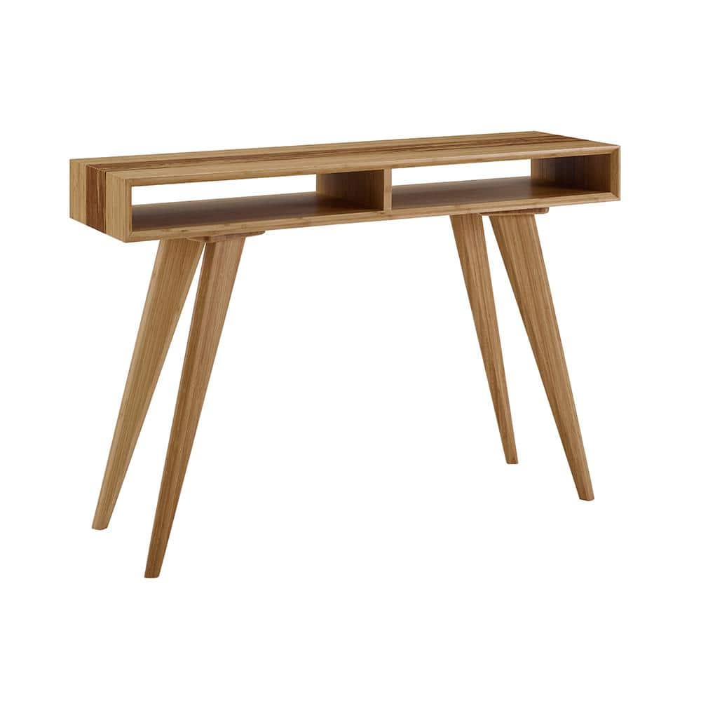 Caramelized Bamboo Console Table with Storage Cubbies