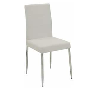 White Metal and Vinyl Upholstery Dining Side Chair (Set of 4)