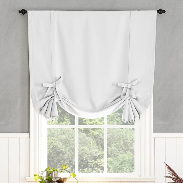 Sun Zero Gavin Energy Saving Oyster White Polyester 40 in. W x 63 in. L Rod Pocket Balloon Shade Blackout Curtain (Single Panel)