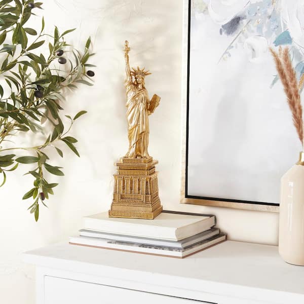 4 in. x 17 in. Gold Polystone Statue of Liberty Sculpture