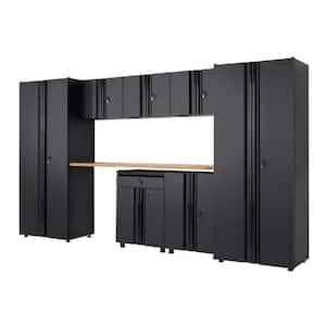 8-Piece Regular Duty Welded Steel Garage Storage System in Black (133 in. W x 75 in. H x 19.6 in. D)