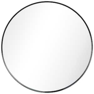 30 in. x 30 in. Ultra Round Brushed Black Stainless Steel Framed Wall Mirror