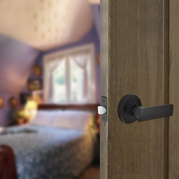 Westwood Matte Black Hall/Closet Door Lever with Round Rose (4-Pack)