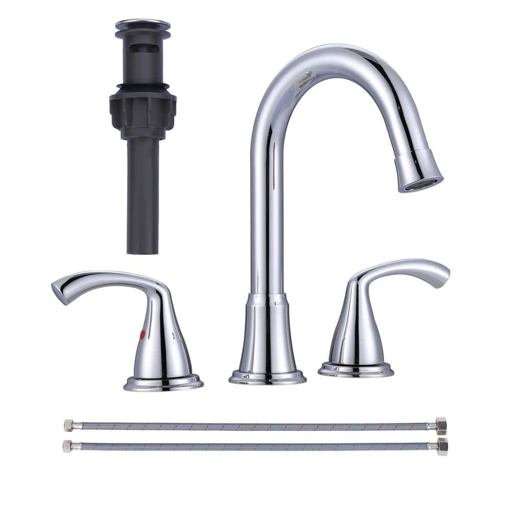 Polished Chrome 8 in. Widespread Double Handle Bathroom Faucet