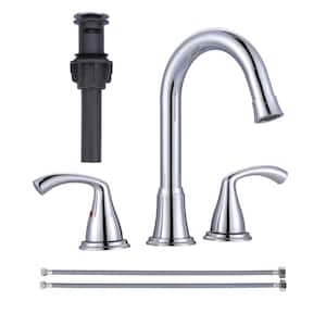 8 in. Widespread Double Handle Bathroom Faucet in Polished Chrome