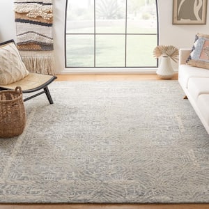 Metro Gray/Ivory 8 ft. x 10 ft. Solid Color Floral Area Rug