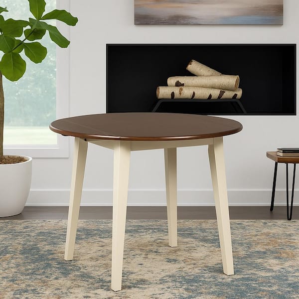 Woodanville Cream/Brown Wood 40.13 in. 4 Legs Dining Table Seats 4