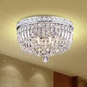 Chloe 15 in. W 4Light Chrome Flush Mount with Crystal