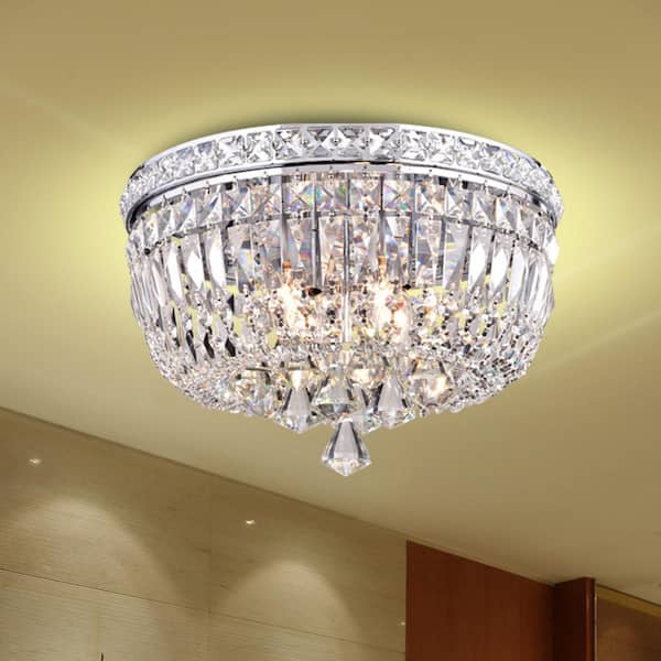 Jojospring Chloe 15 in. W 4Light Chrome Flush Mount with Crystal