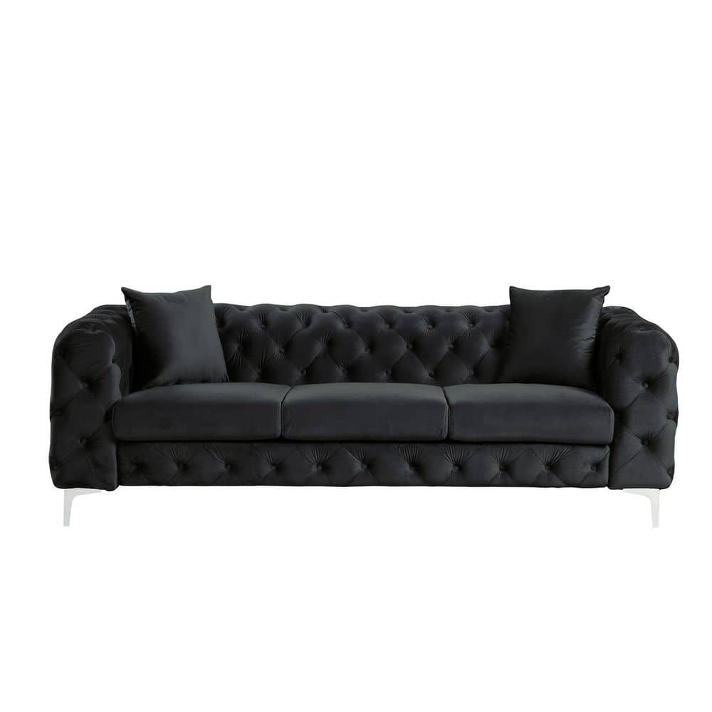 Morden Fort 85 in. Square Arm Dutch Velvet Couch with Button Tufted
