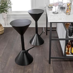 Chronos 29.75 in. Modern Industrial Metal Hourglass Backless Bar Stool with Foot Rest, Black