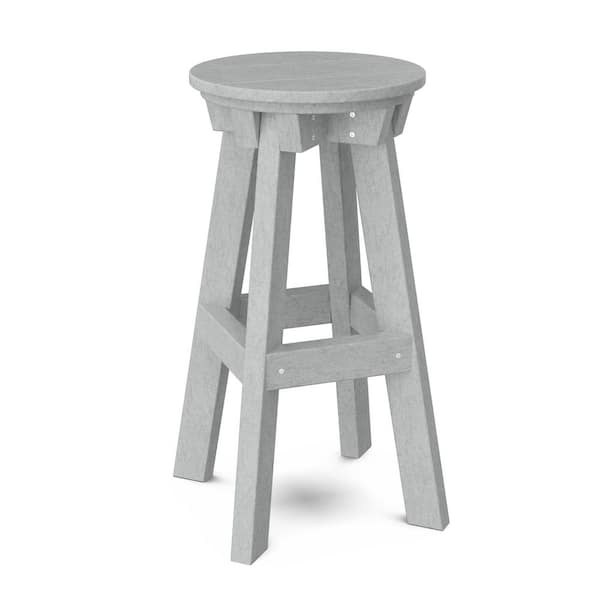 Heritage Light Gray HDPE Plastic Outdoor Bar Stool