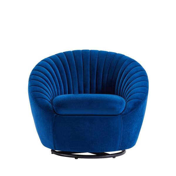 LY & S Collection Blue Velvet Rotatable Accent Chair