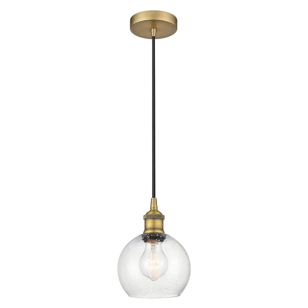 Athens 60-Watt 1-Light Brushed Brass Standard Mini Pendant Light with Seeded Glass Shade, No Bulbs Included price history on PriceWatchPro